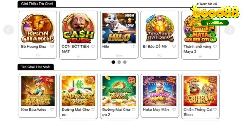 Nhà cái uy tín GOOD88 sở hữu nhiều sảnh game cá cược huyền thoại